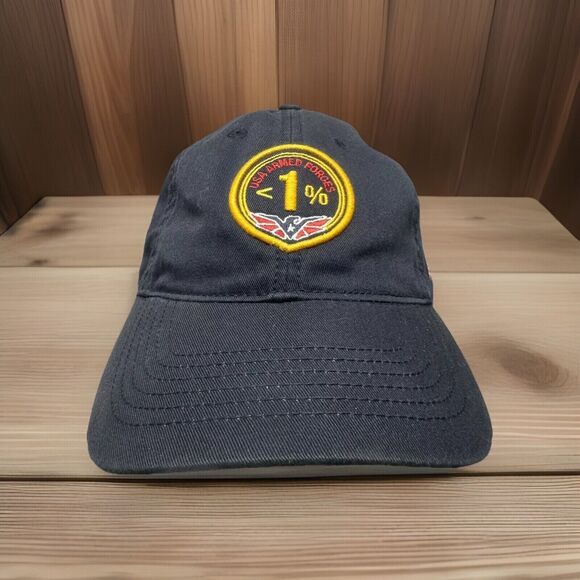 USA Armed Forces Less Than 1% Hat The Few & Brave Military Veteran Cap Adj. Blue - Picture 1 of 7